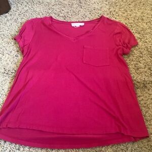 Pink V-neck T-shirt